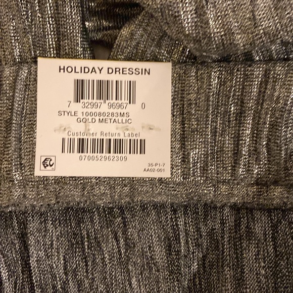 JM Collection Wide Leg Metallic Textured Pull On Pants. Black Silver Party. Sz M - Picture 7 of 8